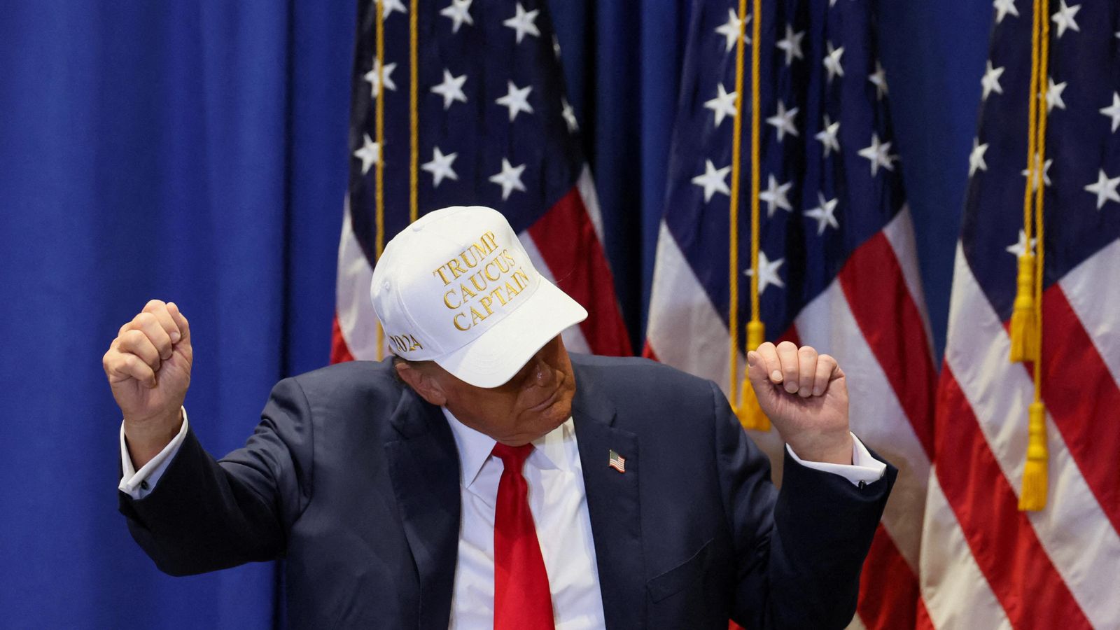 Trump, durant un acte de campanya per als caucus d'Iowa el passat diumenge