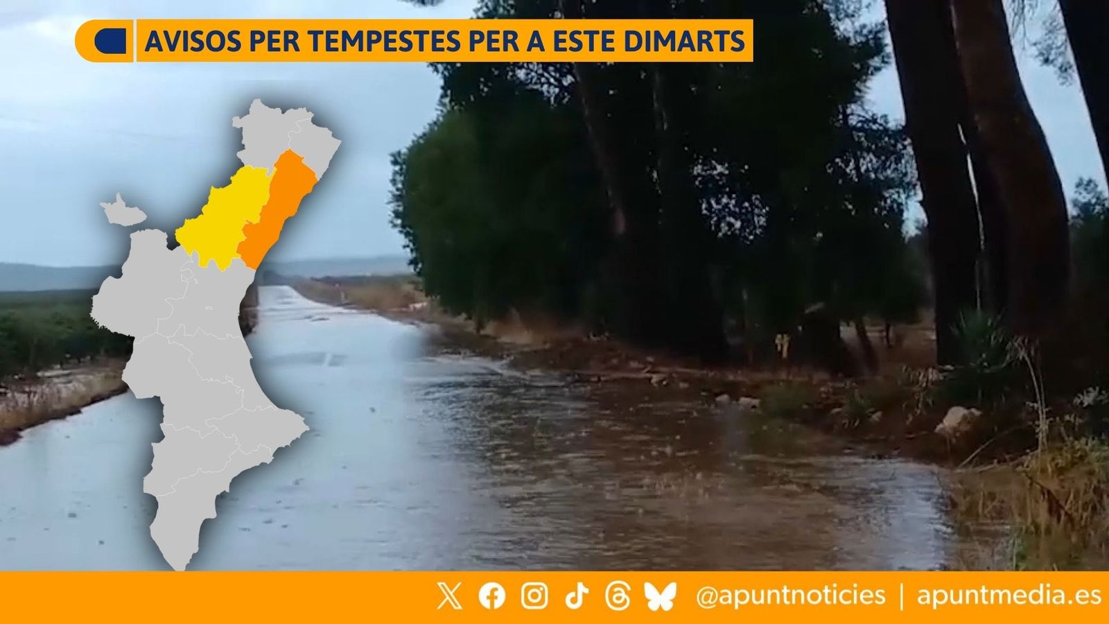Avisos per tempestes per a este dimarts