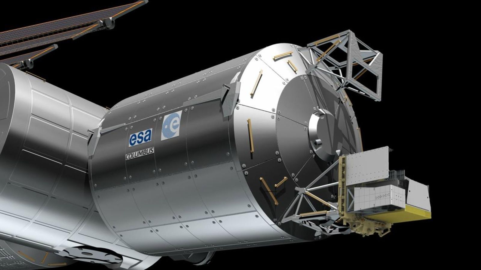 Recreació del telescopi ASIM acoblat al laboratori Columbus