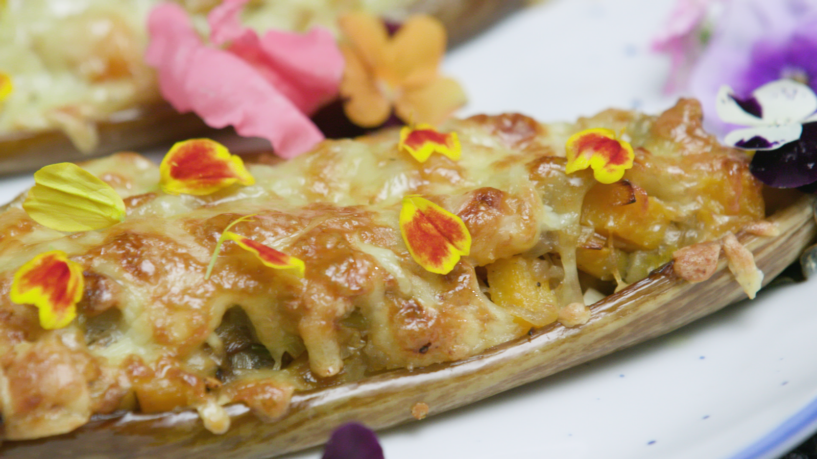 Albergines amb anous i carabassa