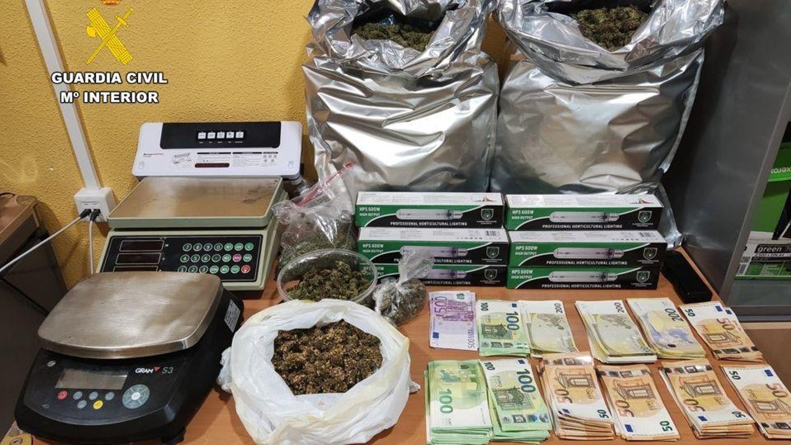 Part dels cabdells de marihuana i els diners inautats a la banda criminal que operava a Calp