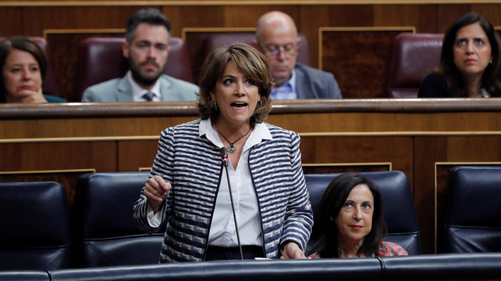 Dolores Delgado, durant la seua intervenció en la sessió de control al govern al Congrés dels Diputats