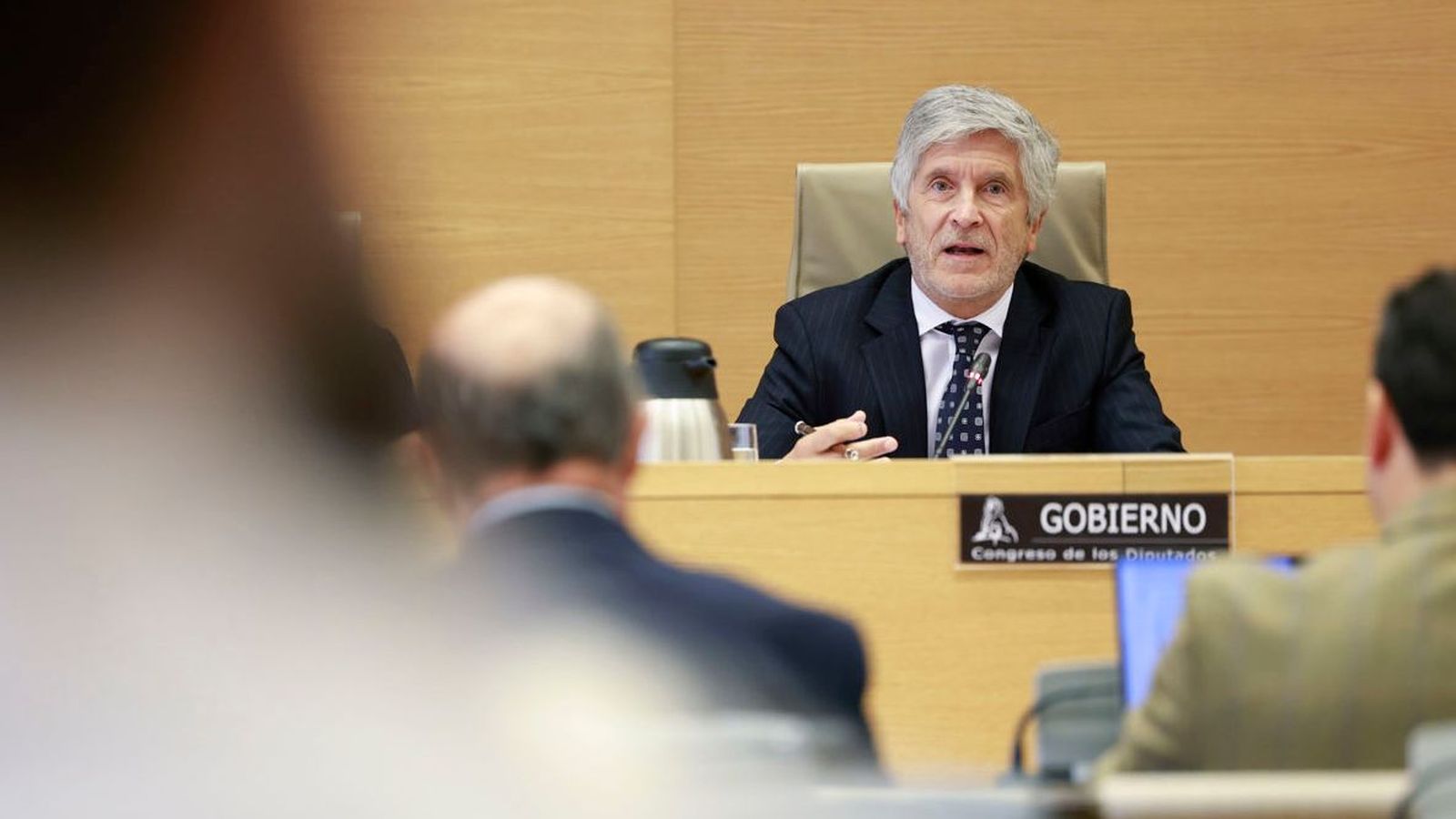 El ministre de l'Interior, Fernando Grande-Marlaska, durant la compareixença a petició pròpia en el Congrés