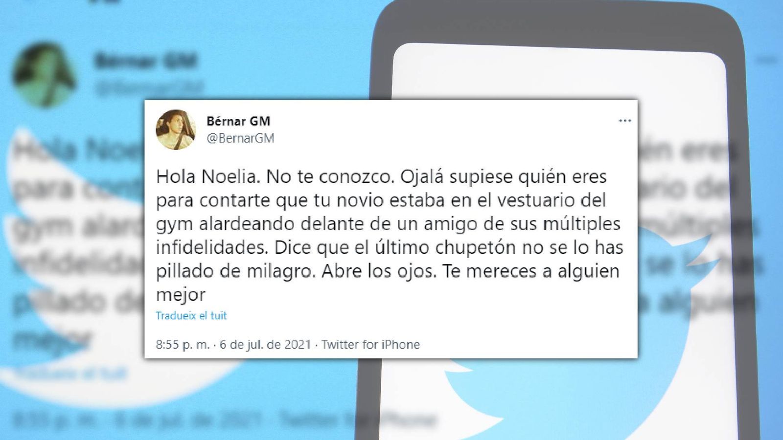 Captura del tuit de Bérnar Giménez