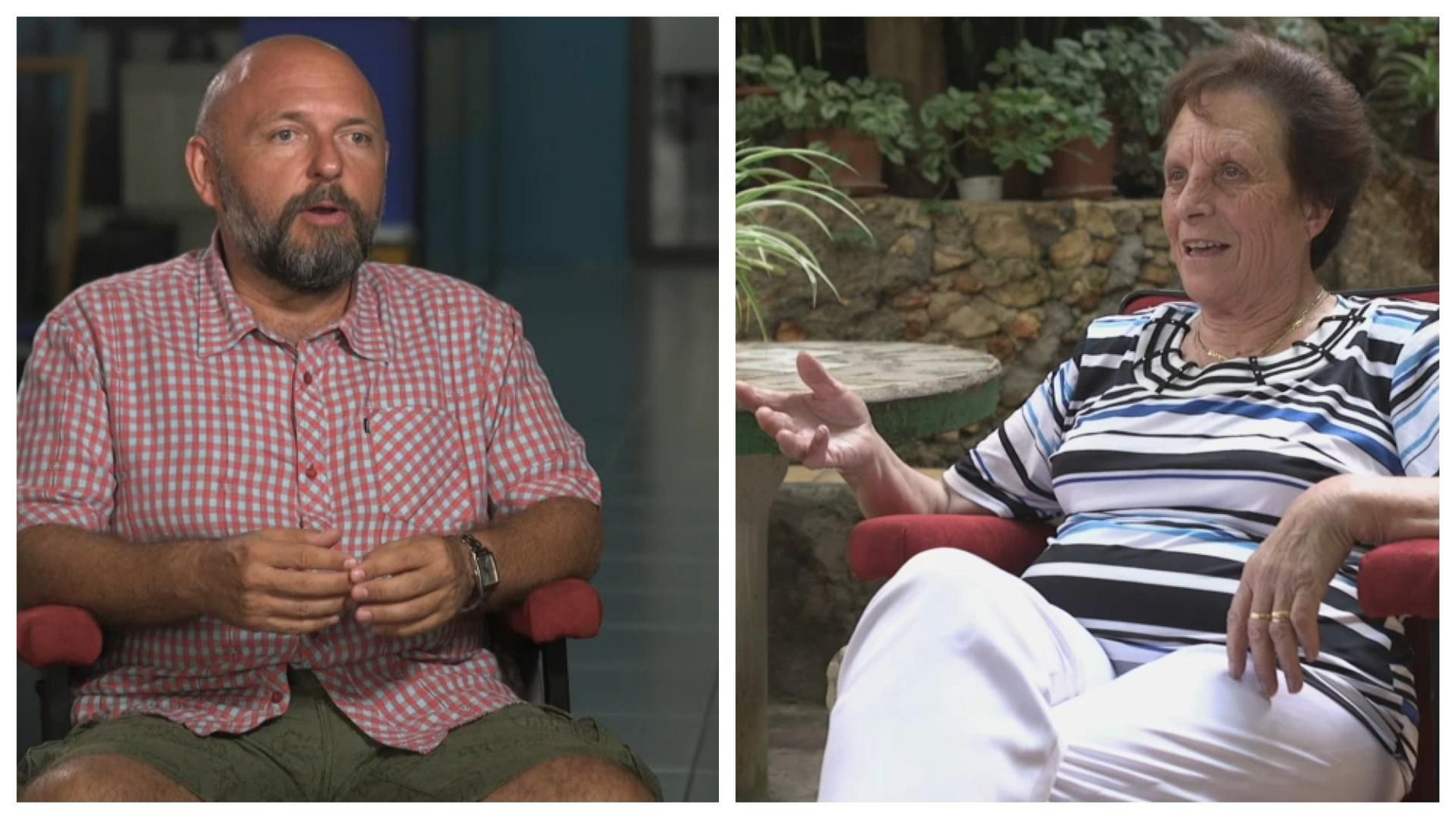 Miguel Albadalejo, director de 'Nacidas para sufrir', i la veïna de Bocairent propietària de la casa protagonista de la pel·lícula