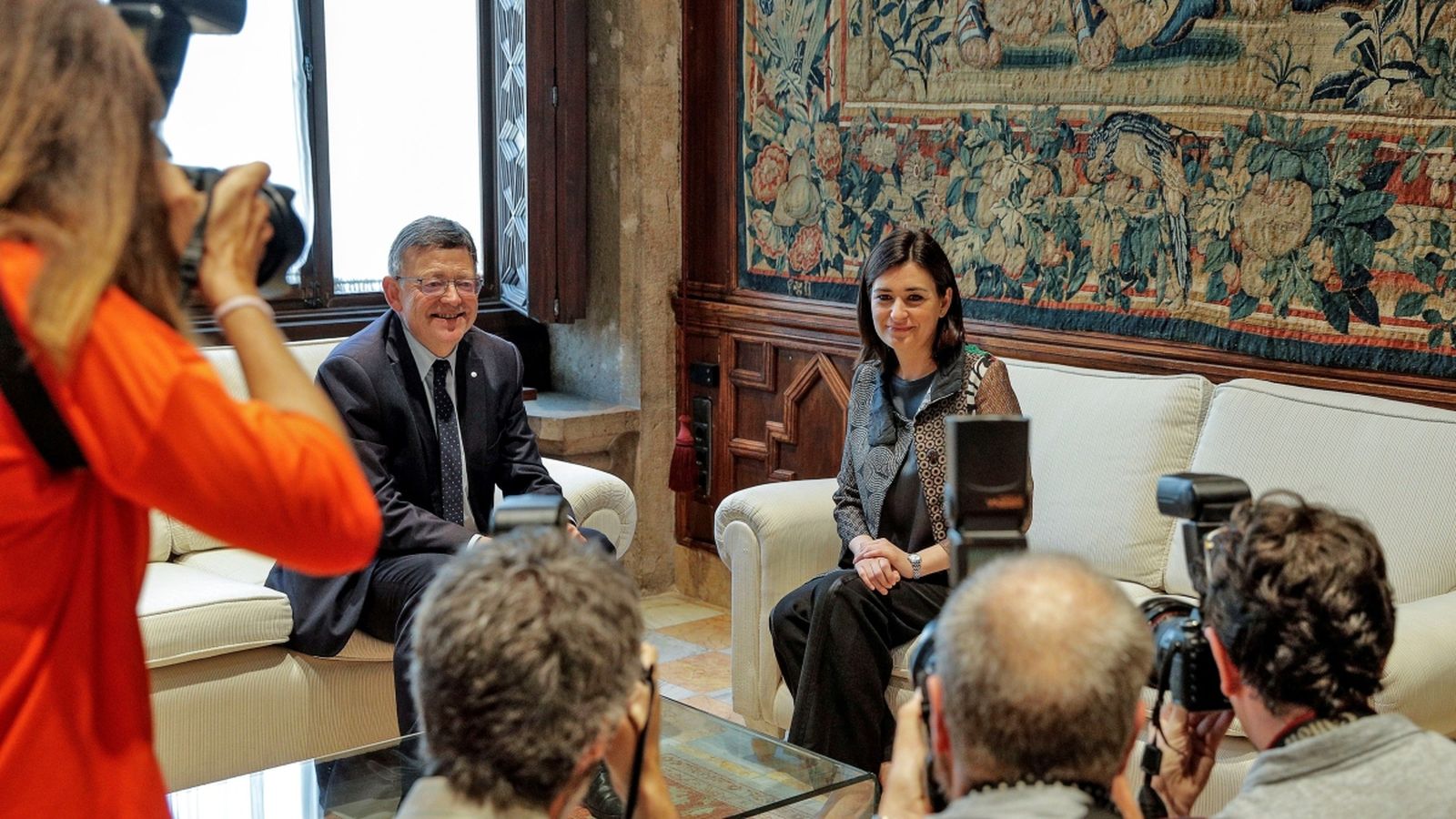 La ministra de Sanitat i exconsellera, amb el president de la Generalitat, Ximo Puig.