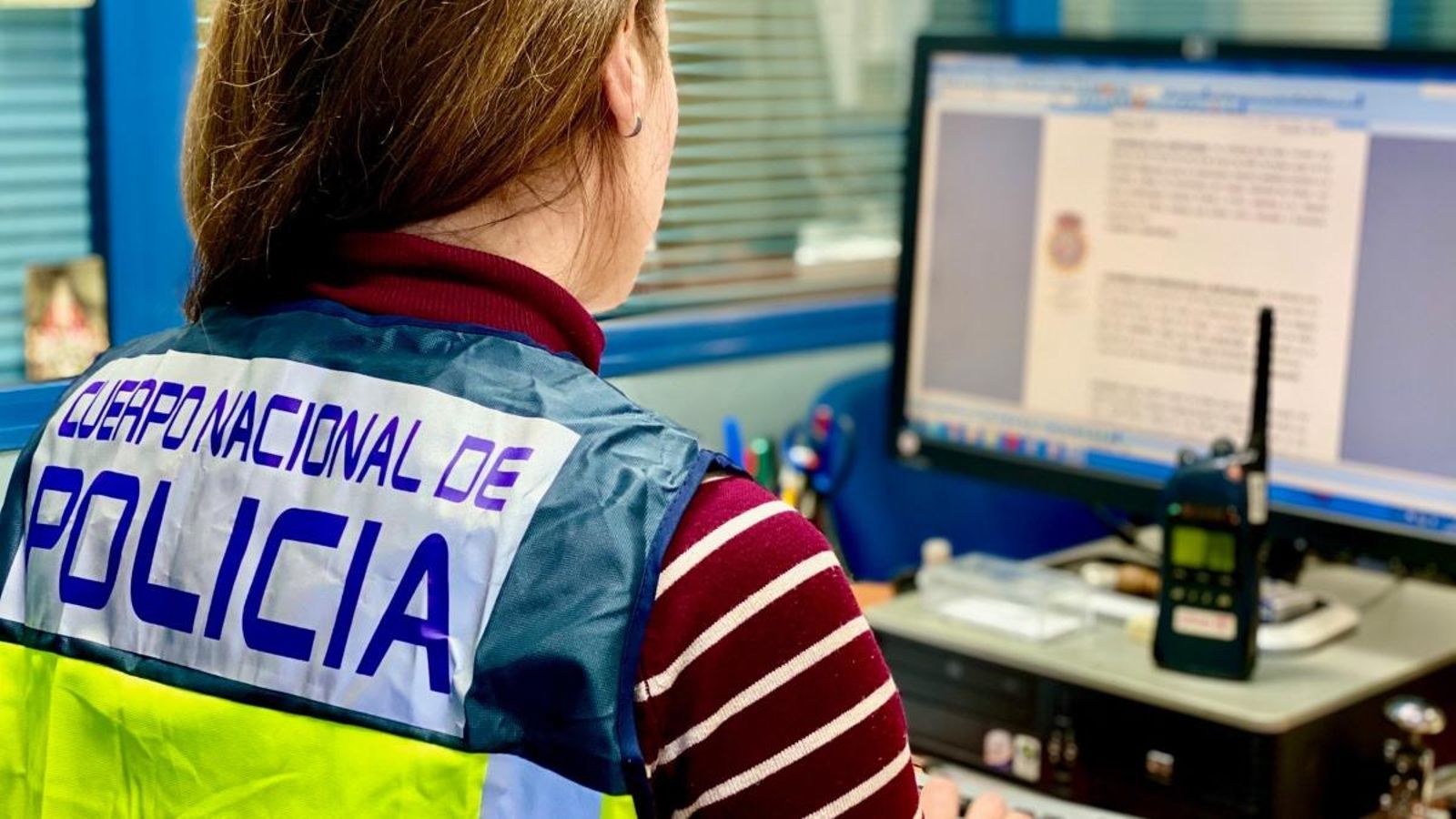 Una agent de la Policia Nacional davant de l'ordinador, en una imatge d'arxiu