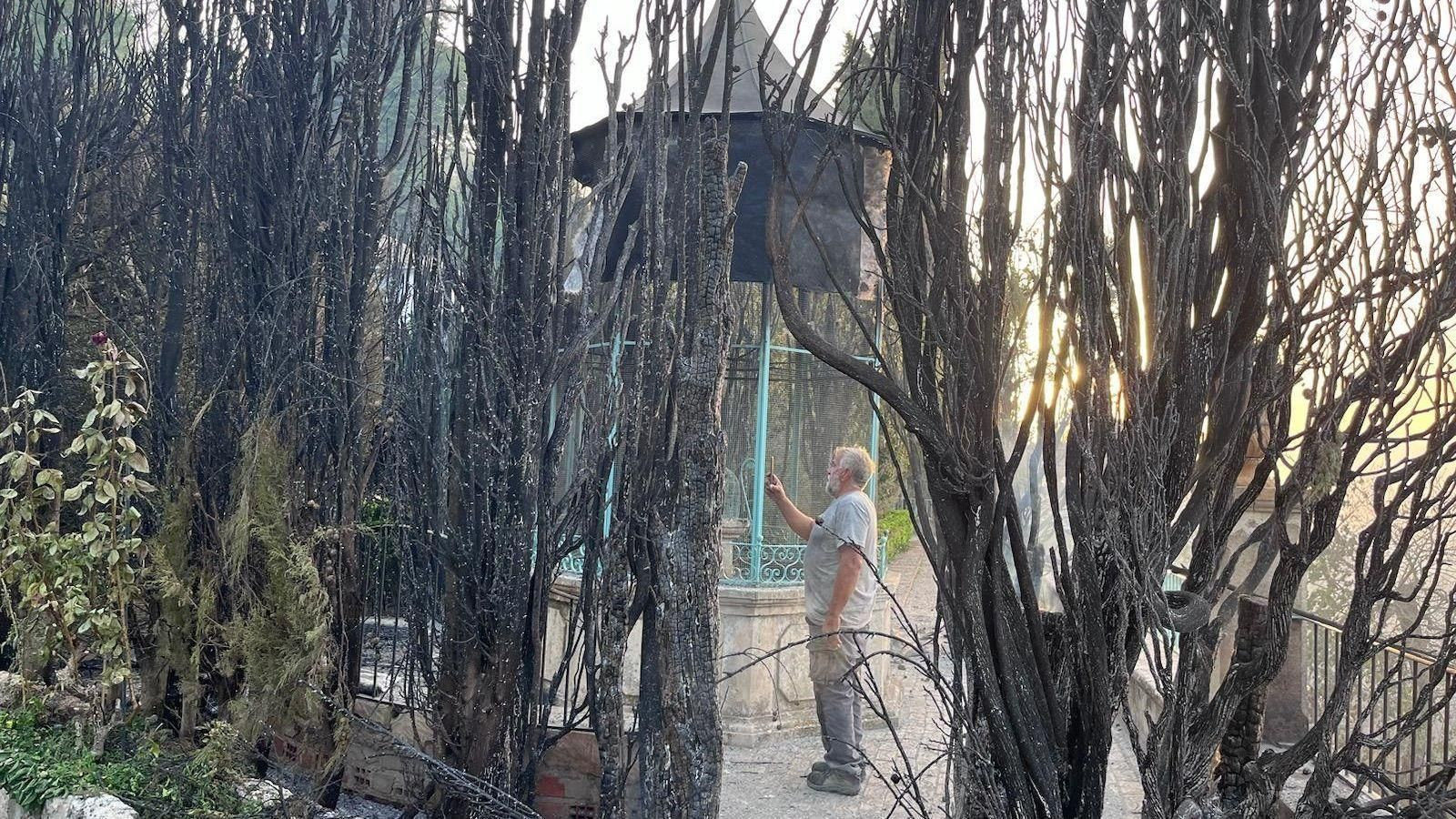 El foc va arribar a cremar alguns dels arbres del Jardí de Santos