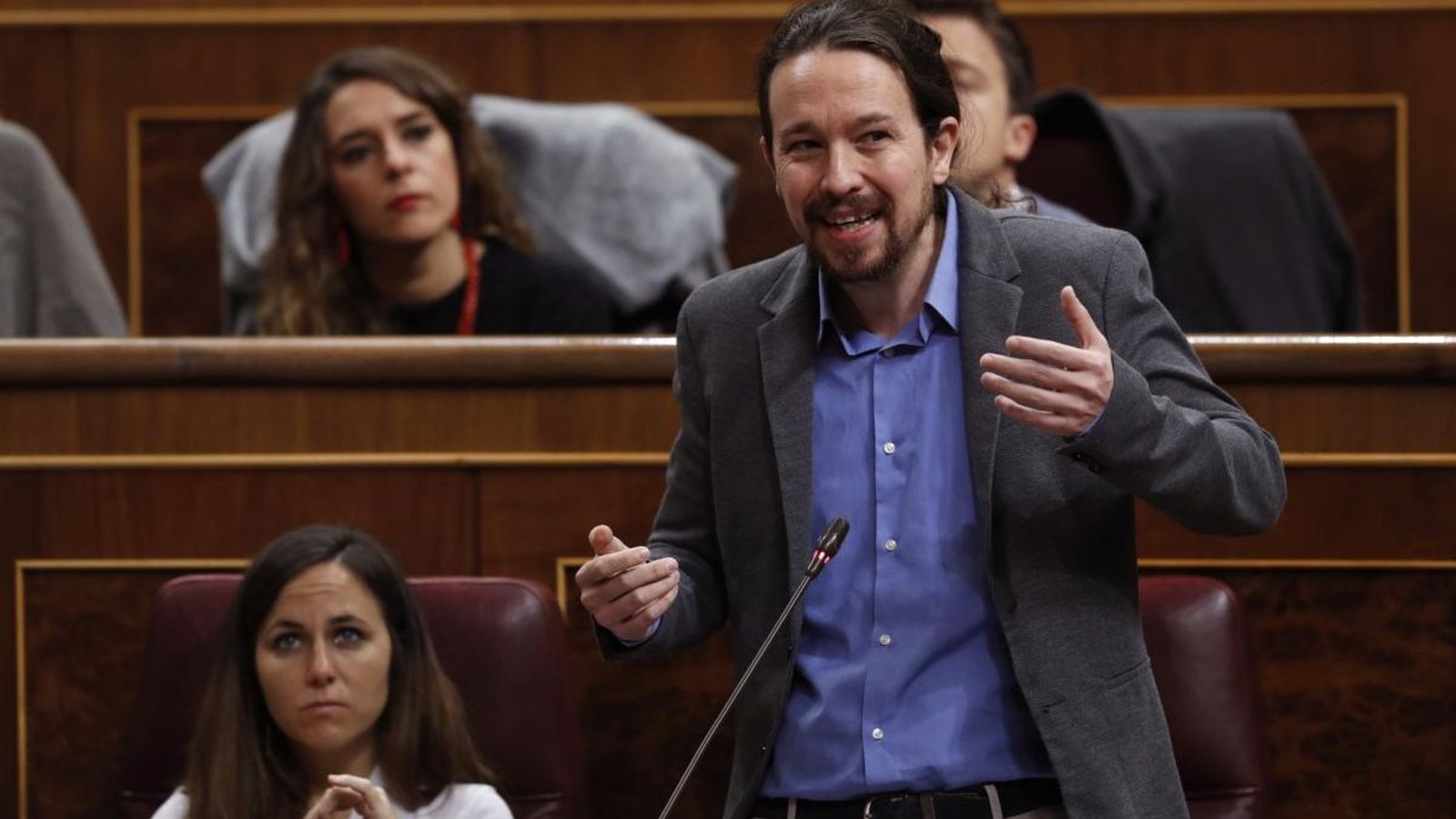 El secretari general de Podem, Pablo Iglesias, durant una intervenció en la sessió de control al Congrés