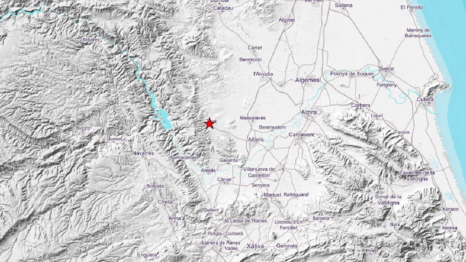 Zona en la qual s'ha registrat el terratrèmol