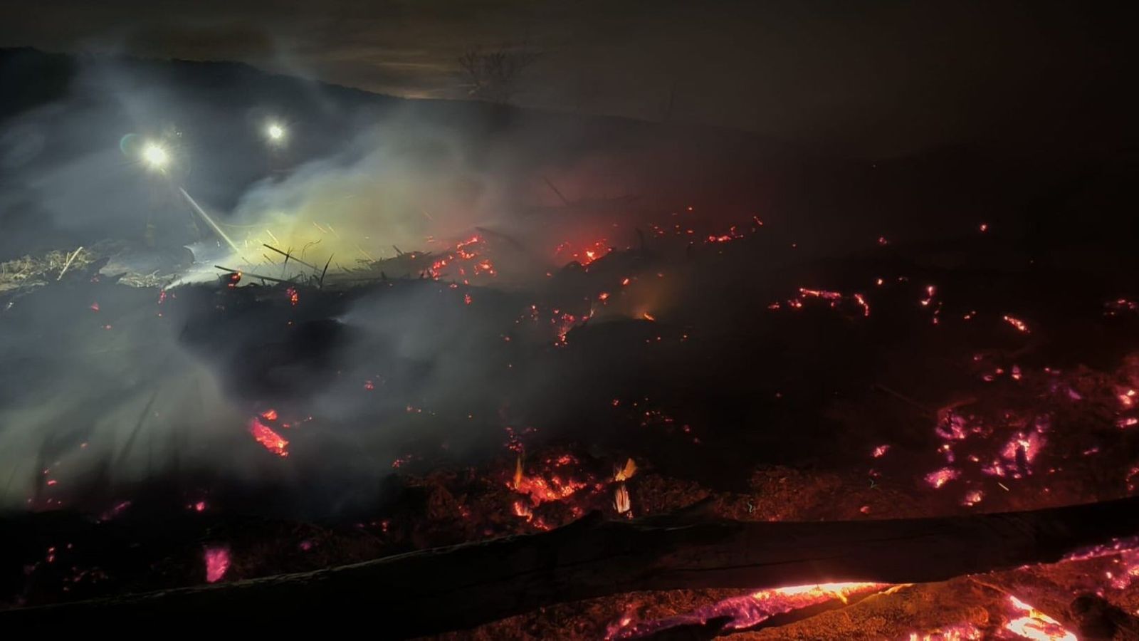 Incendi de vegetació al riu Magre a l'altura de Llombai