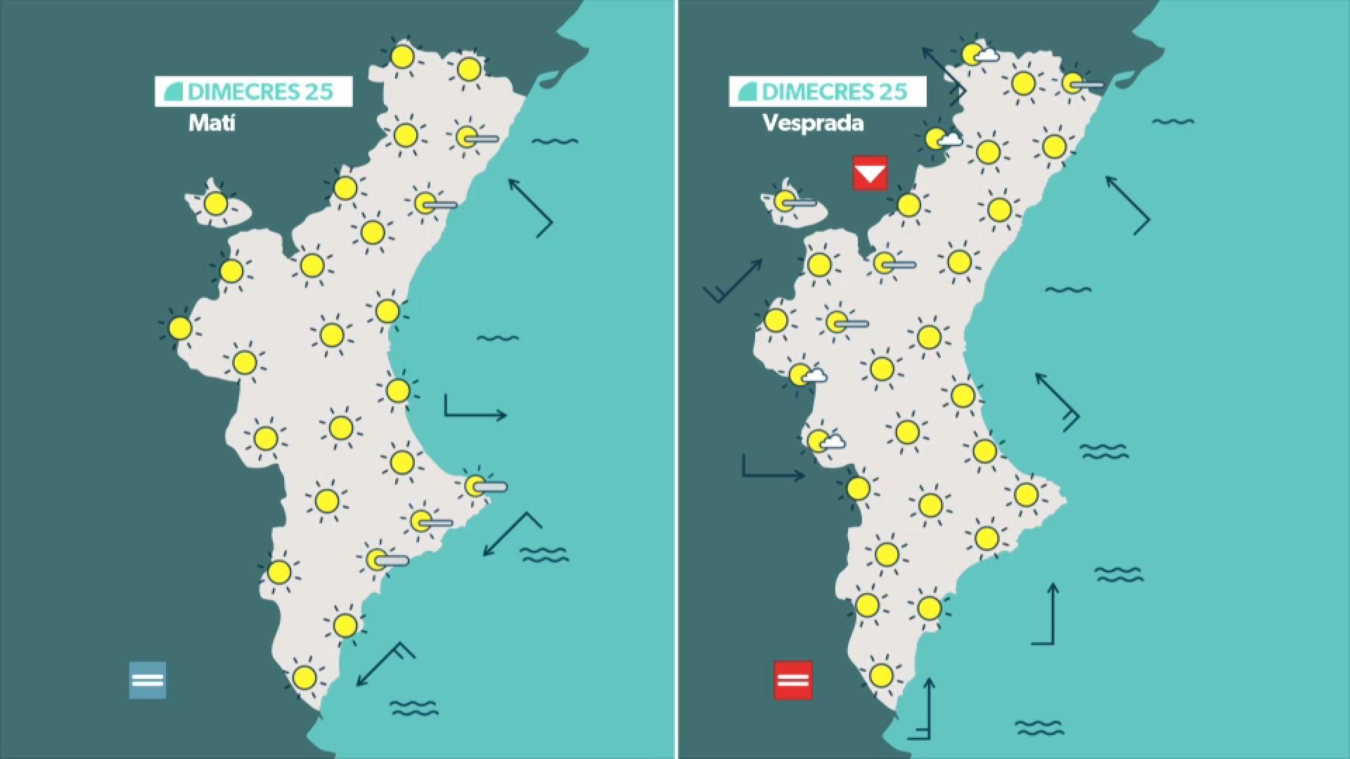 La previsió de dimecres La previsió de dimecres