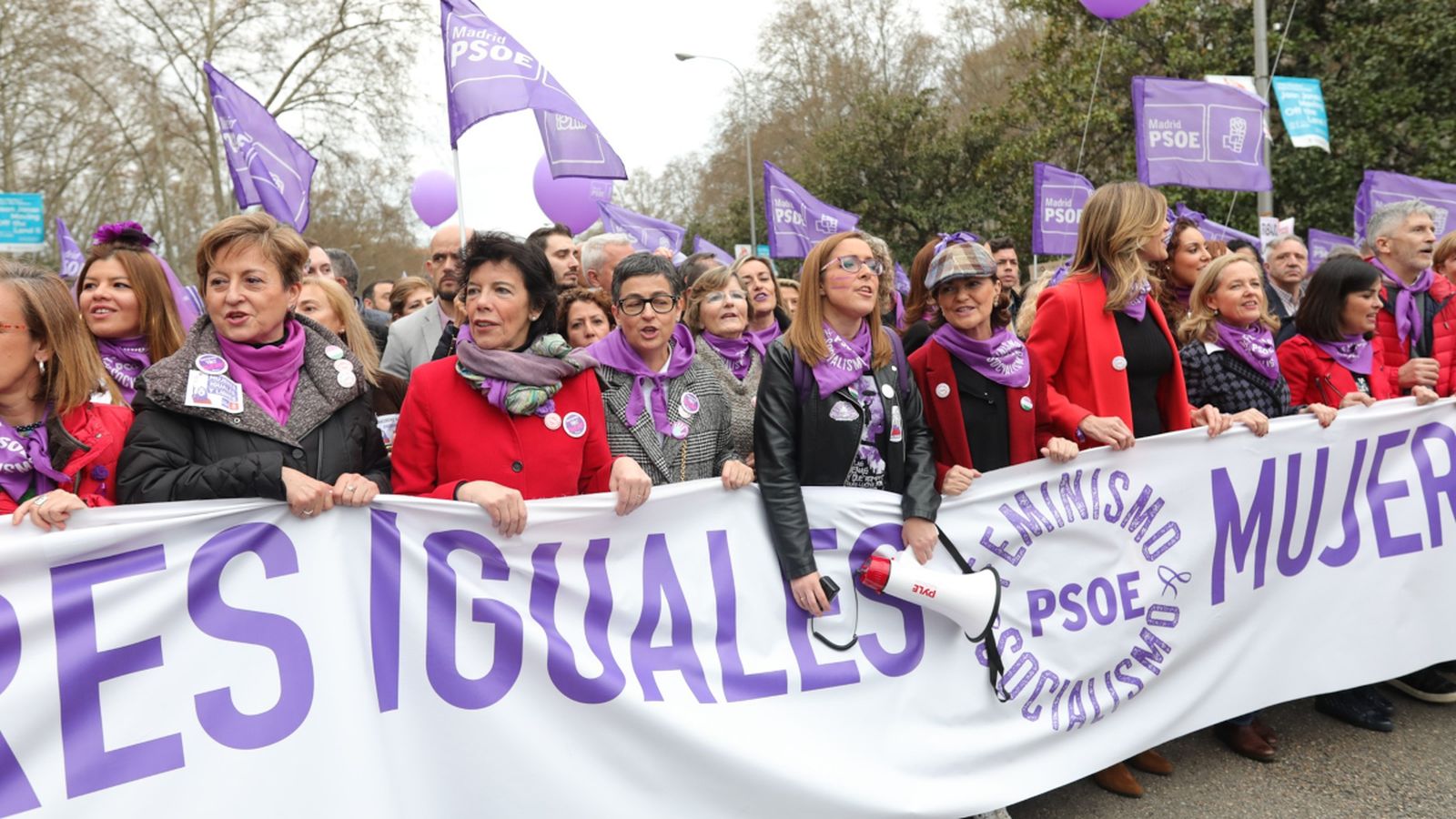 Carmen Calvo en la manifestació del 8 de març de 2020