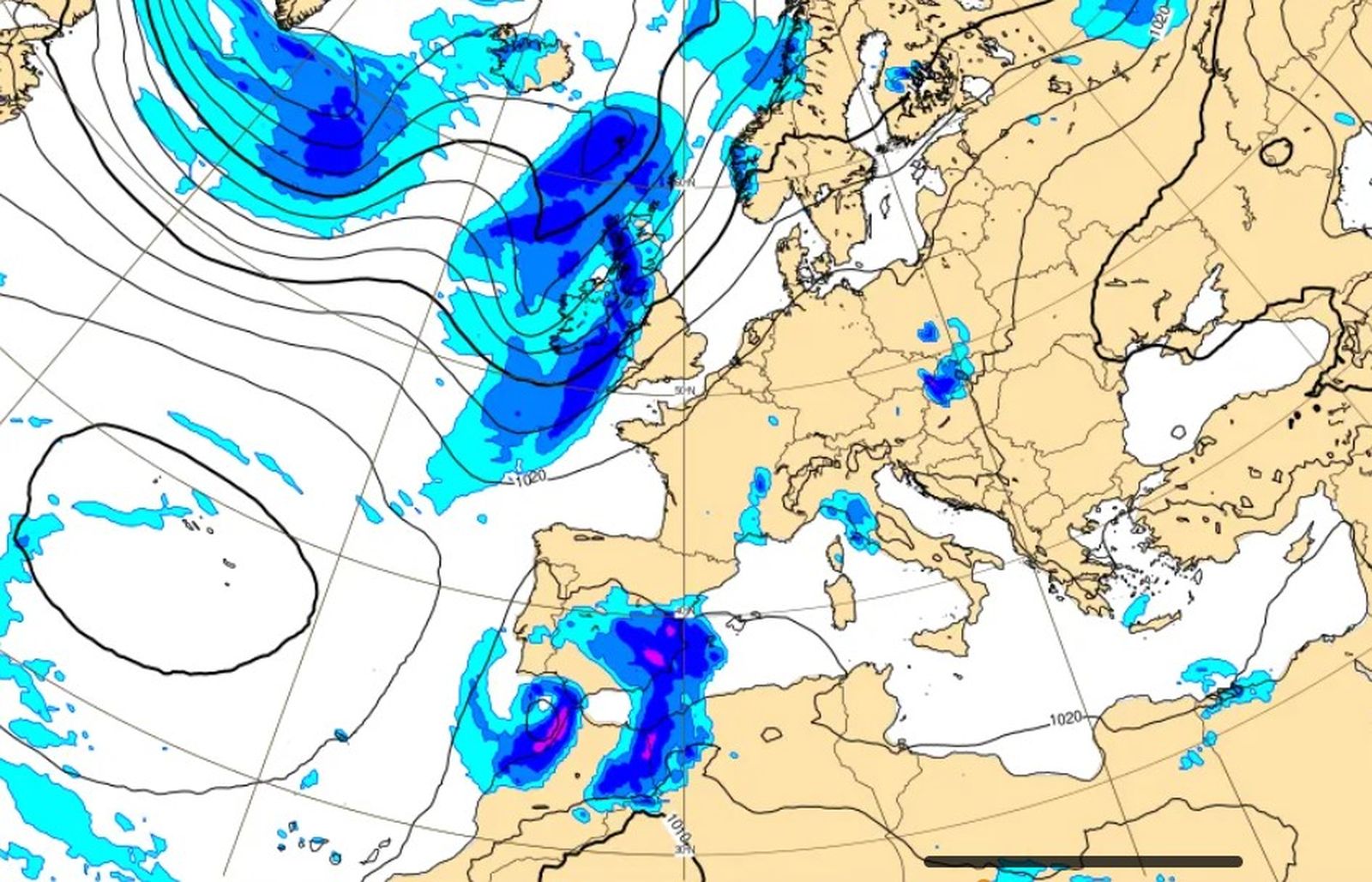 Nova borrasca prevista, situació dimecres a les 3:00 h