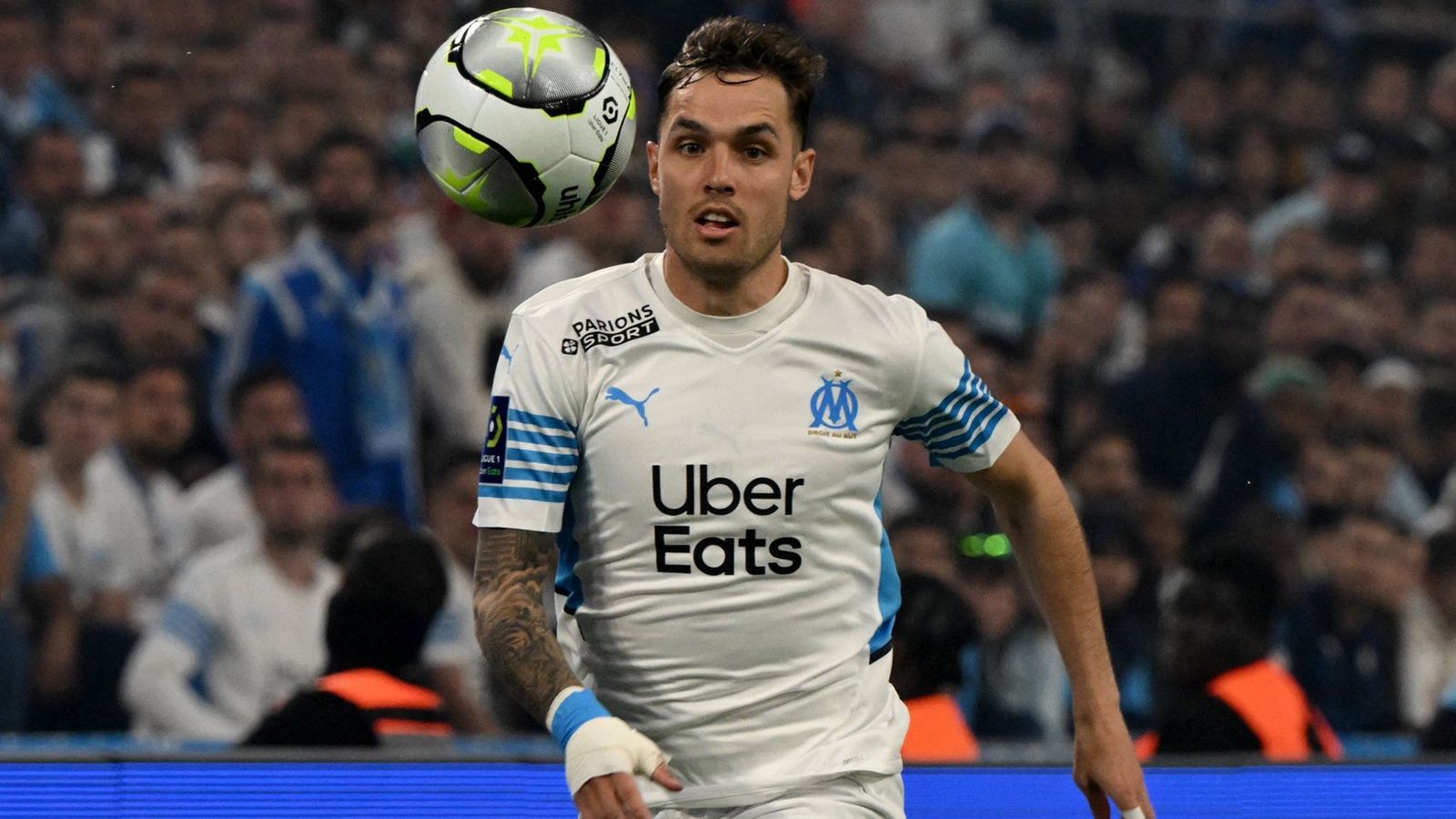 Lirola, amb la camiseta de l'Olympique de Marsella