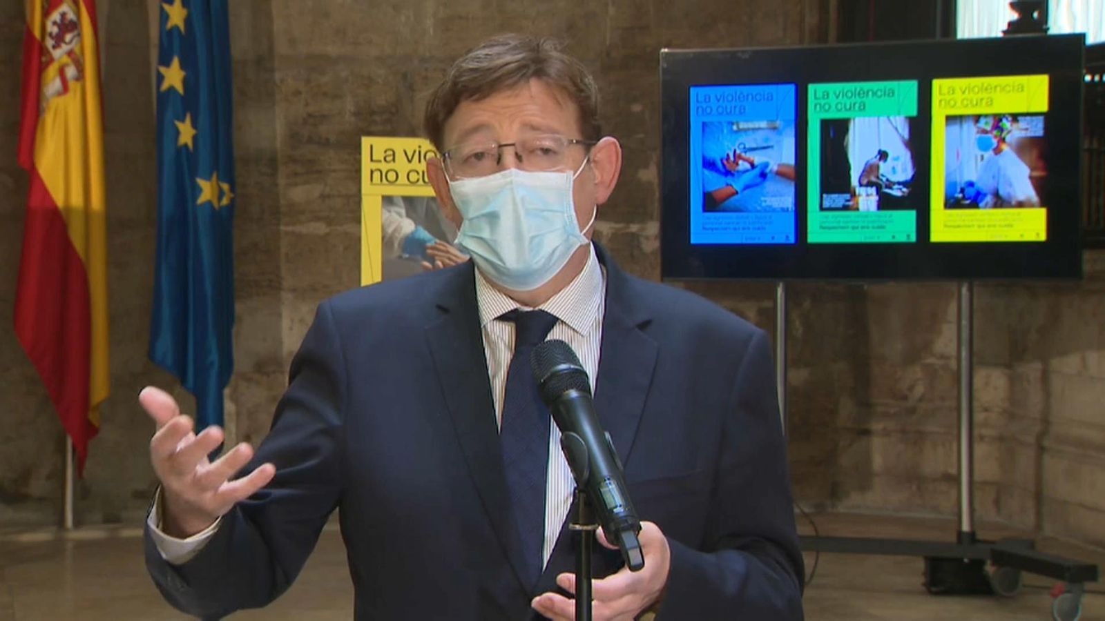 Puig, aquest dijous durant la presentació de la campanya de conscienciació contra les agressions al personal sanitari