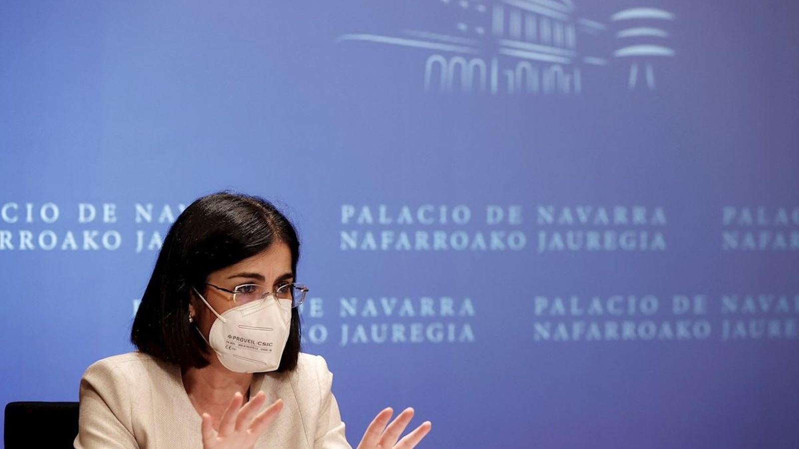 La ministra de Sanitat Carolina Darias en roda de premsa aquest dimecres