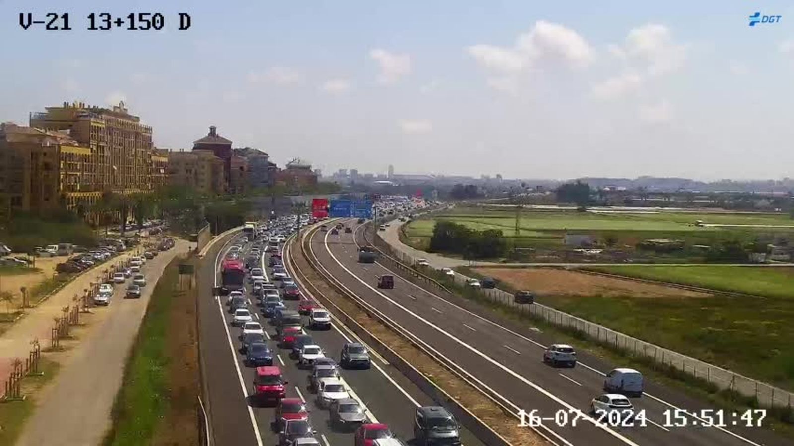 Retencions a la V-21, a l’altura d’Alboraia, en direcció nord