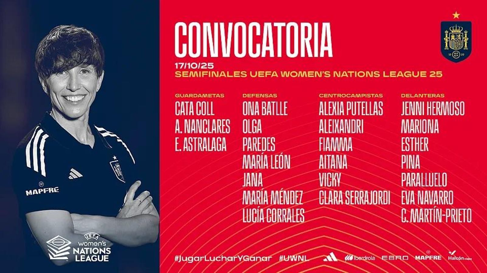 Esta és la llista de les 23 convocades per Sonia Bermúdez