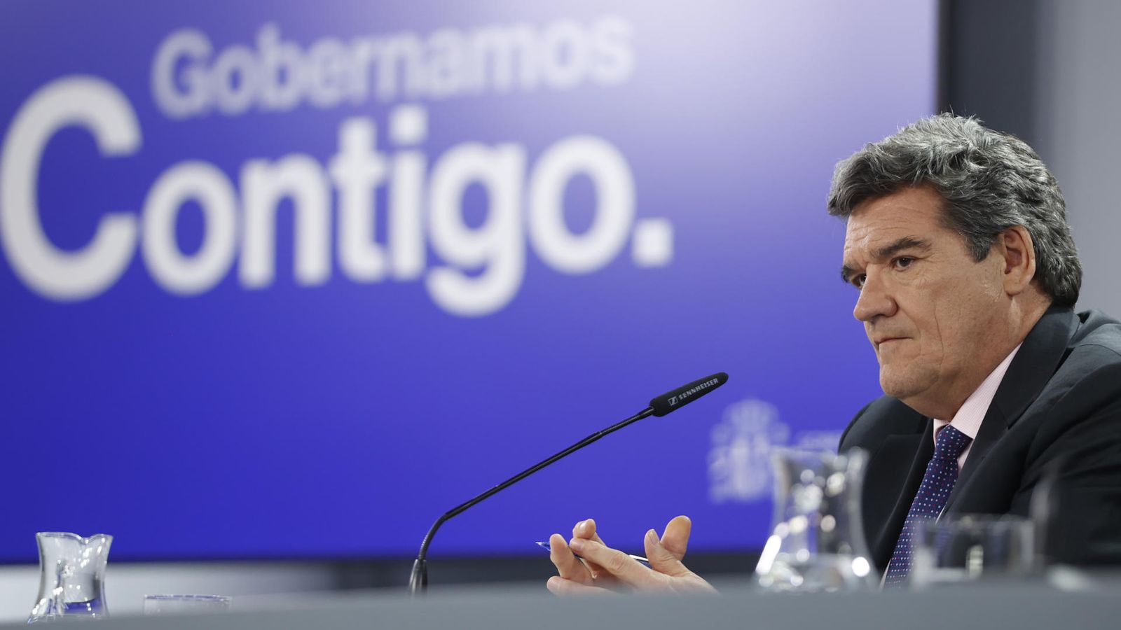 El ministre Escrivá, en un moment de la roda de premsa aquest dijous