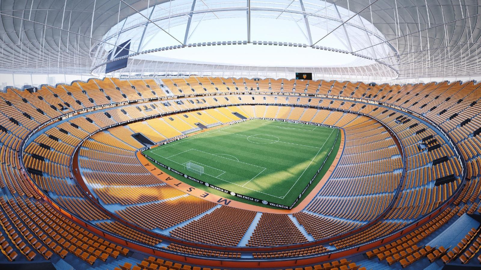 Recreació de l'interior de l'estadi de Mestalla