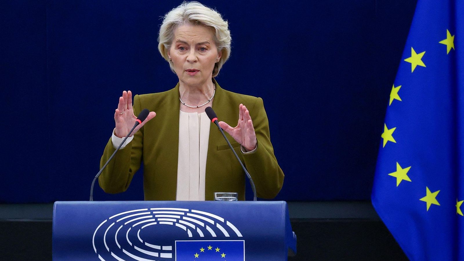 La presidenta de la CE Ursula von der Leyen en el debat sobre l'estat de la UE