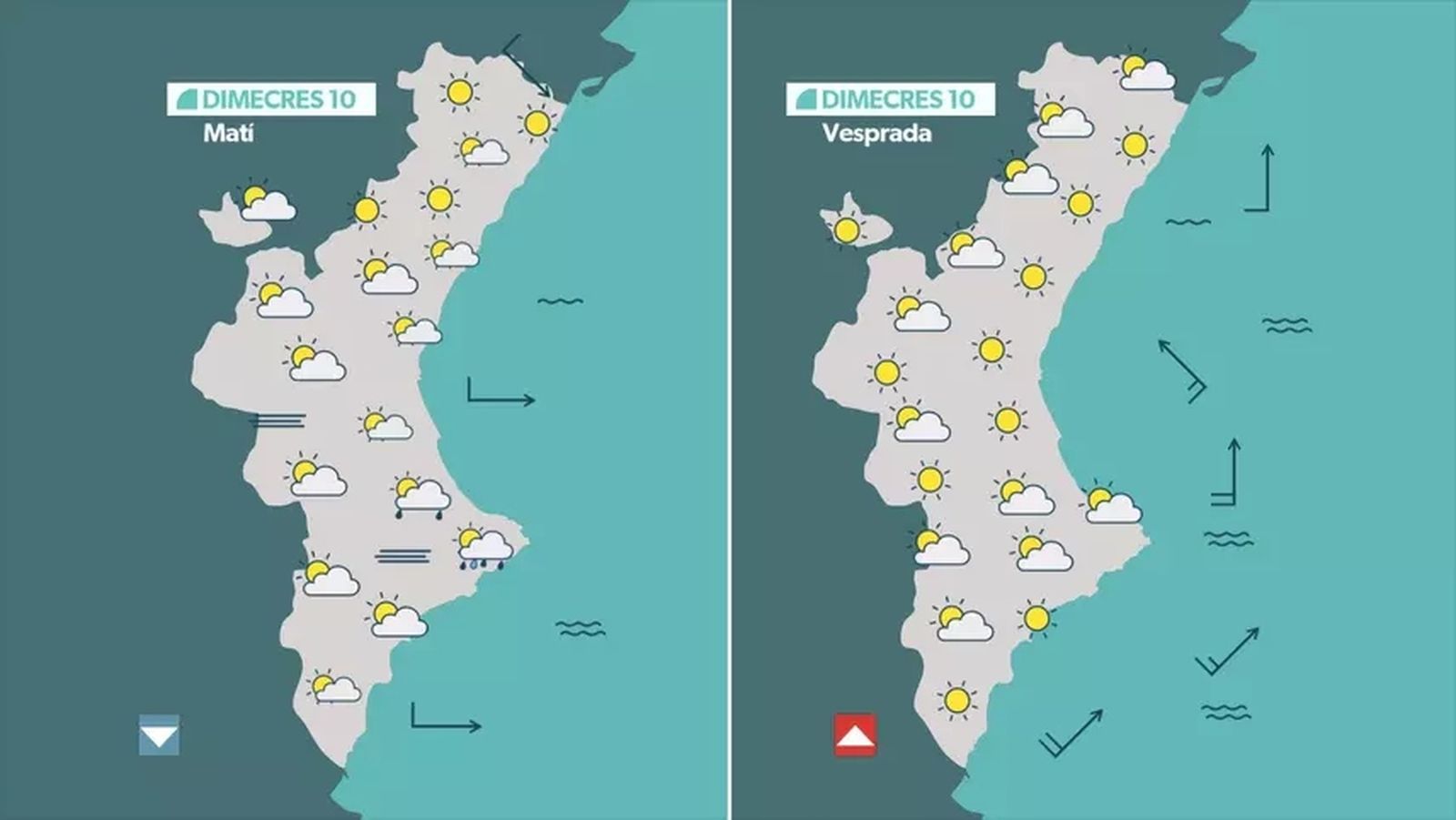 Previsió de l'oratge per a este dimecres