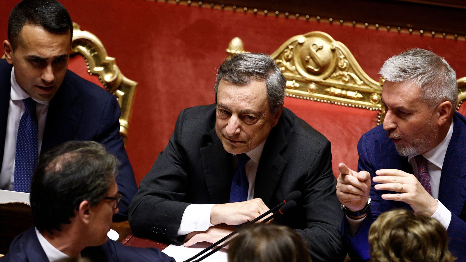 El primer ministre italià,  Mario Draghi, al Senat