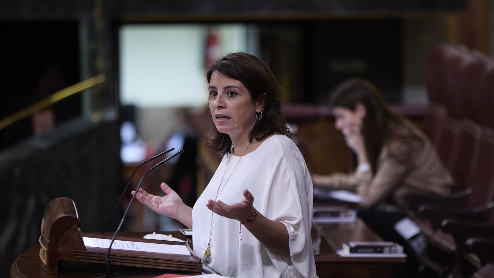 La sotssecretària general del PSOE, Adriana Lastra, en el debat de la Llei per a abolir la prostitució impulsada pel seu partit