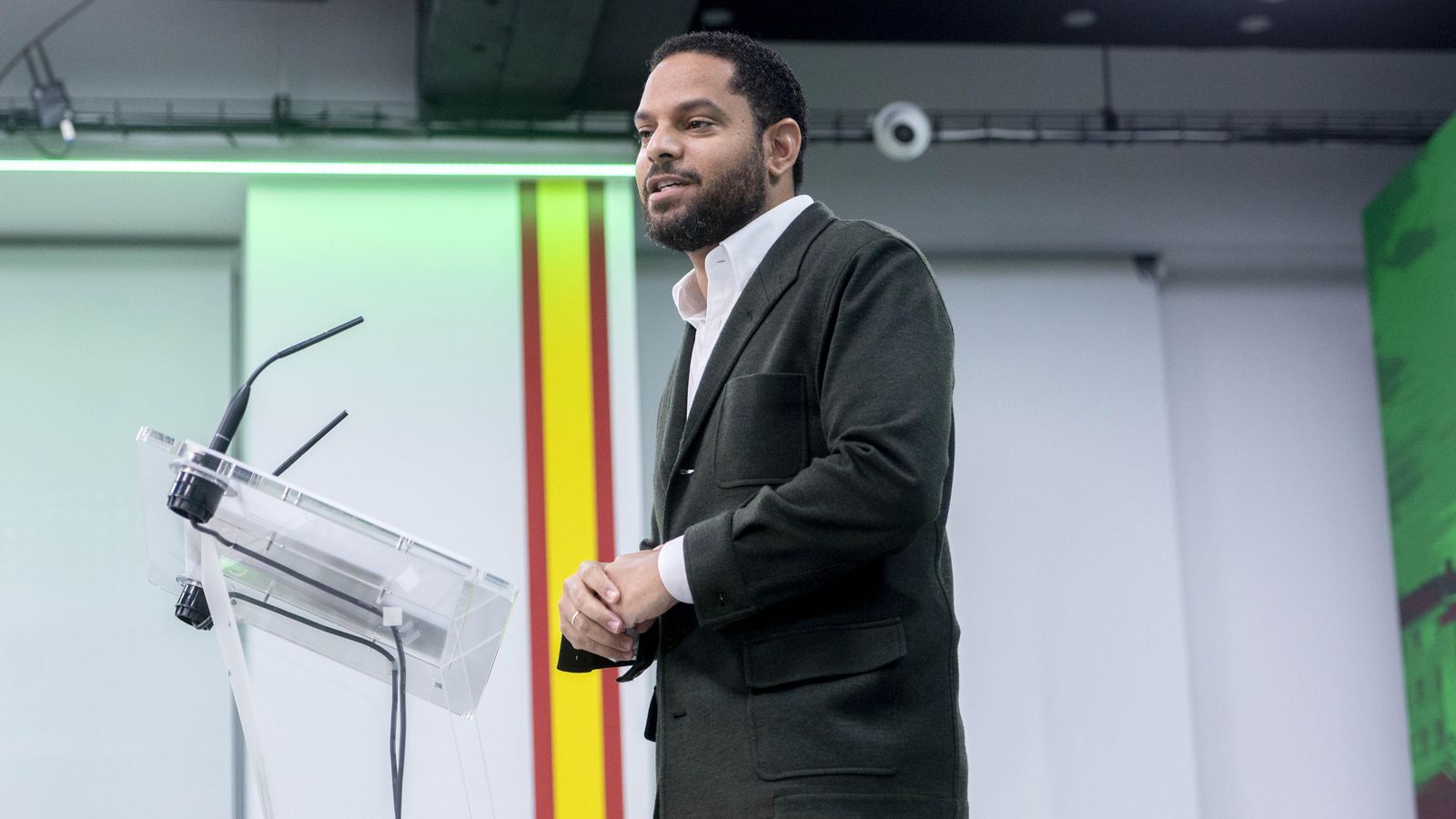 El secretari general de Vox, Ignacio Garriga en la seu nacional del partit aquest dilluns a Madrid