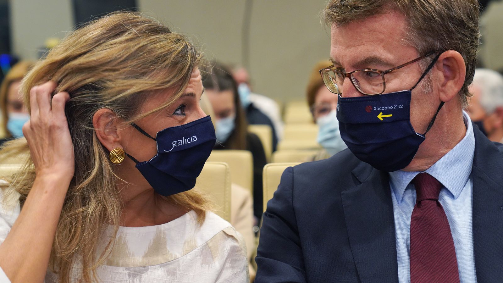 La vicepresidenta segona, Yolanda Díaz, i el president de la Xunta de Galícia, Alberto Núñez Feijóo