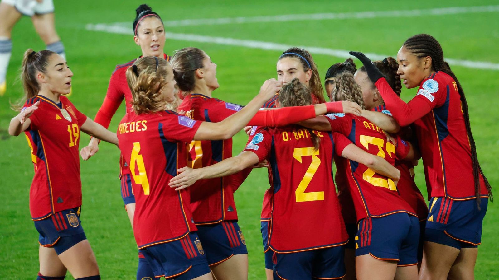 Les jugadores espanyoles celebren un gol