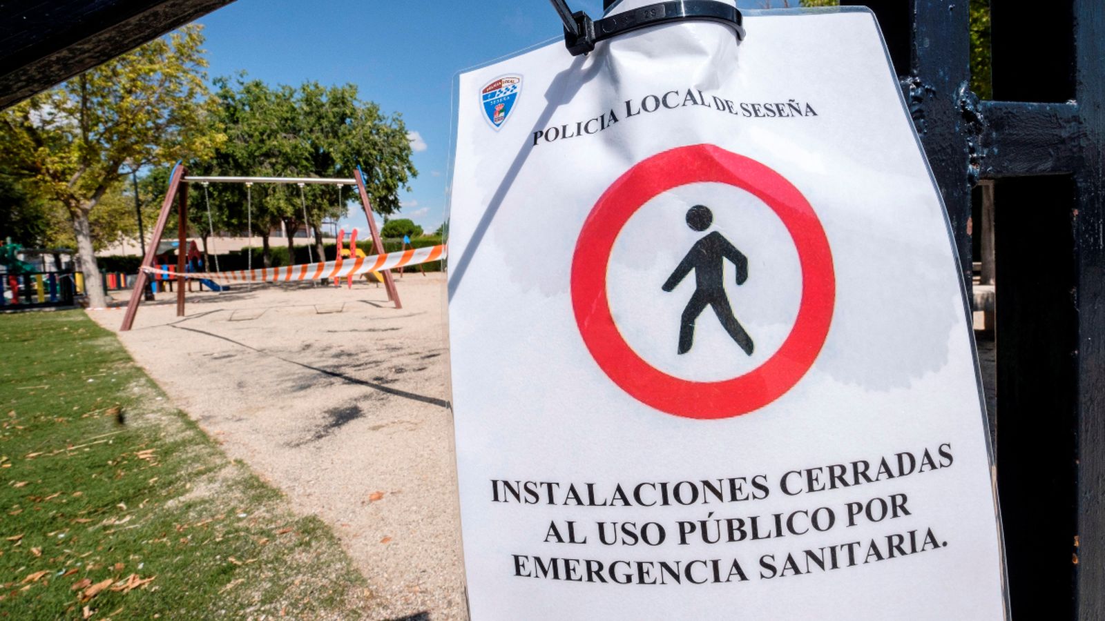 Un parc de la localitat toledana de Seseña, clausurat per la situació sanitària que travessa el municipi