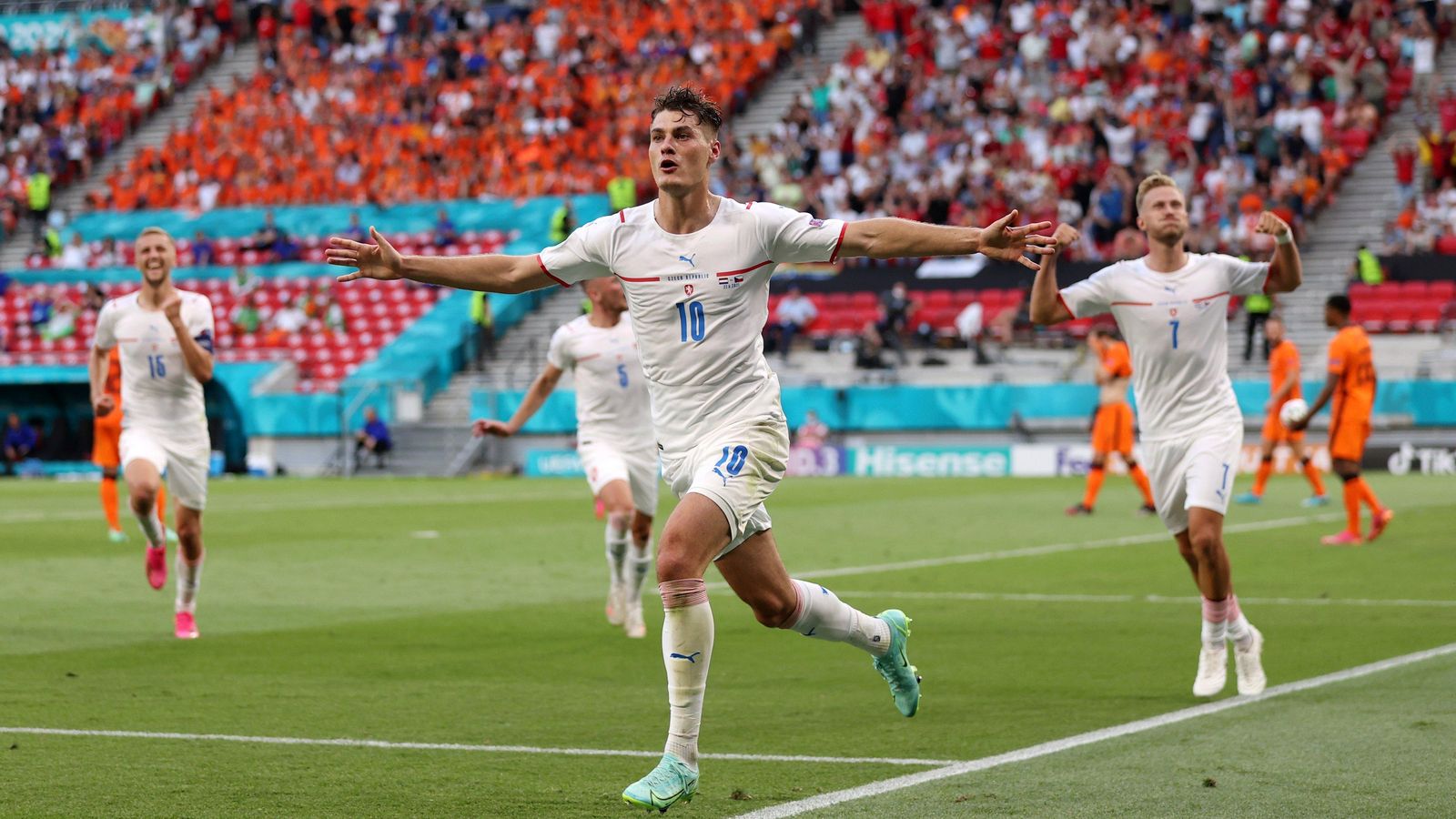 Patrik Schick, després de marcar el seu quart gol en l'Eurocopa