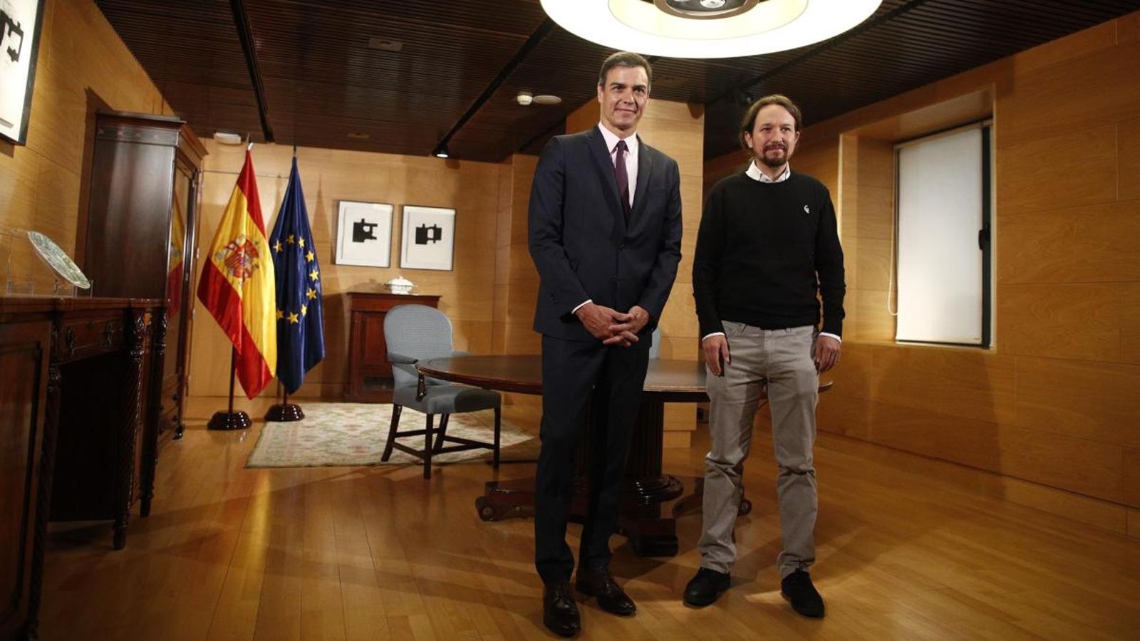 Imatge d'arxiu de la reunió entre Pedro Sánchez i Pablo Iglesias en el Congrés