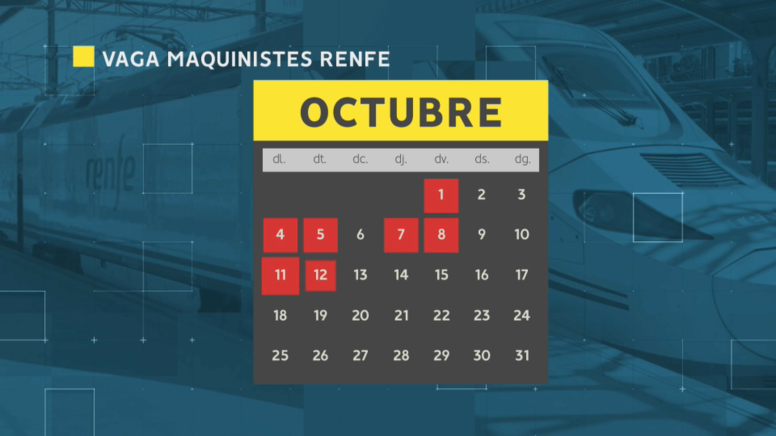 Calendari de la vaga de maquinistes de Renfe