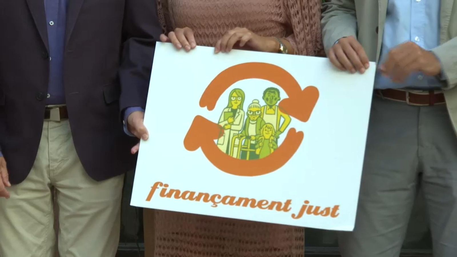 Una pancarta reivindicativa d'un finançament just per a la Comunitat Valenciana