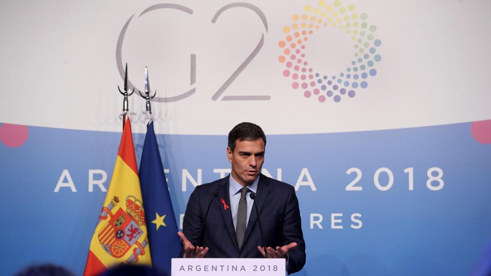 Pedro Sánchez compareix en roda de premsa durant la cimera del G20 a Buenos Aires