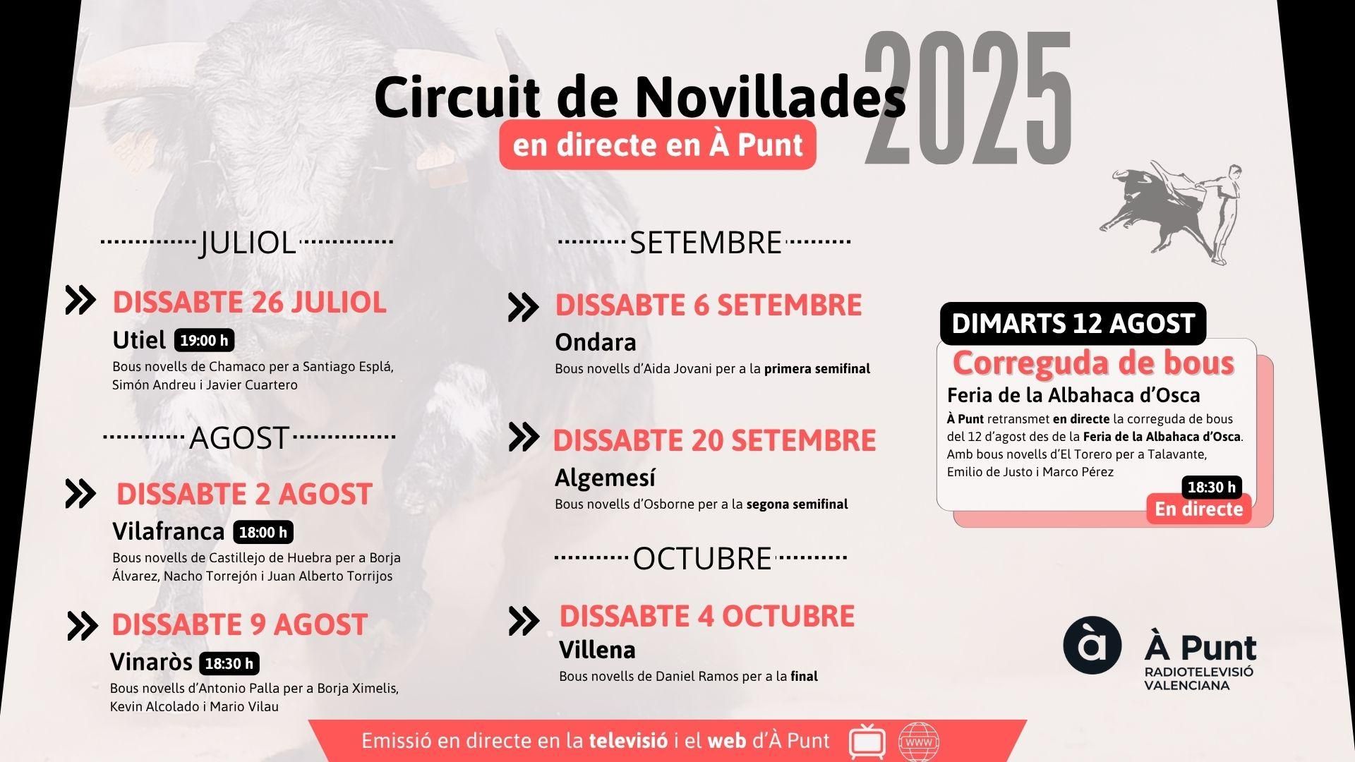 Ací poden consultar de manera resumida la programació taurina d'À Punt Ací poden consultar de manera resumida la programació taurina d'À Punt