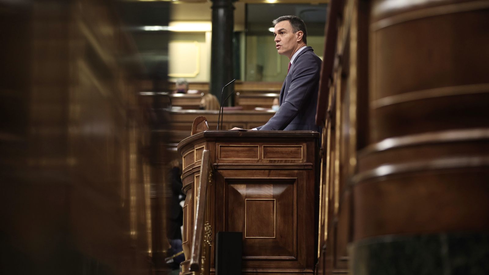 El president del govern espanyol, Pedro Sánchez, durant la intervenció al Congrés