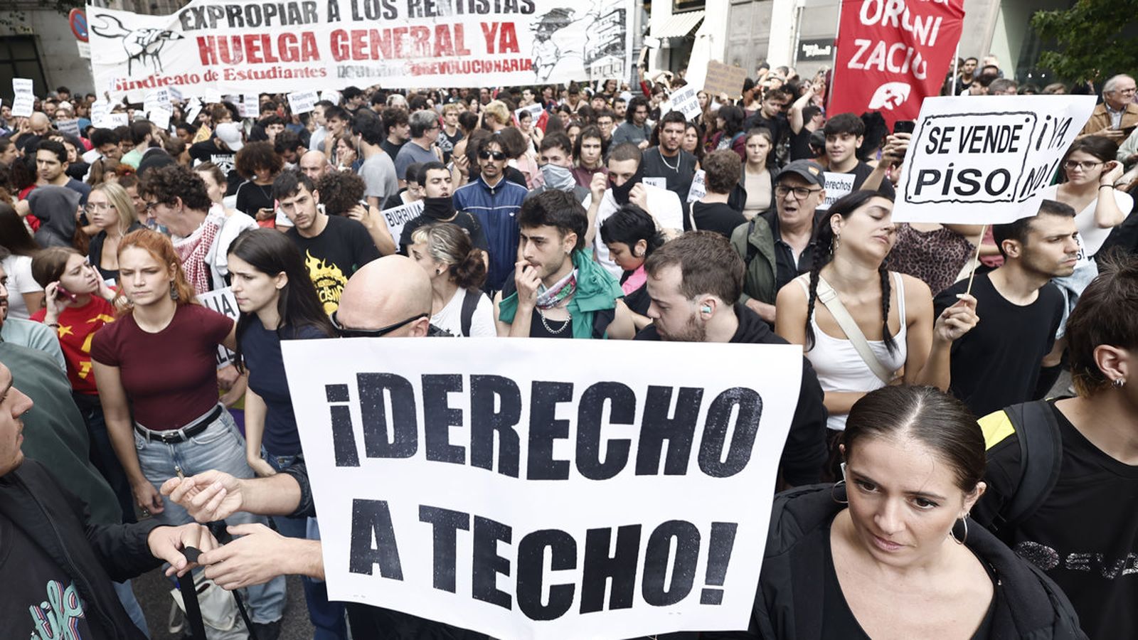 En imatge, la protesta per la vivenda enfront del Congrés