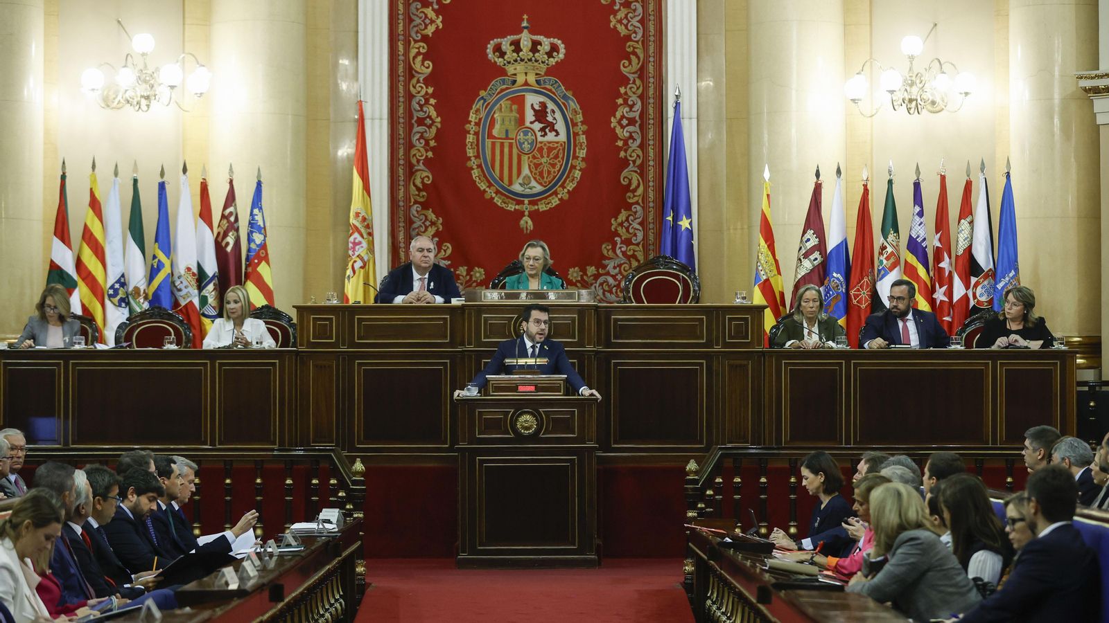 Pere Aragonés en la seua compareixença al Senat aquest dijous
