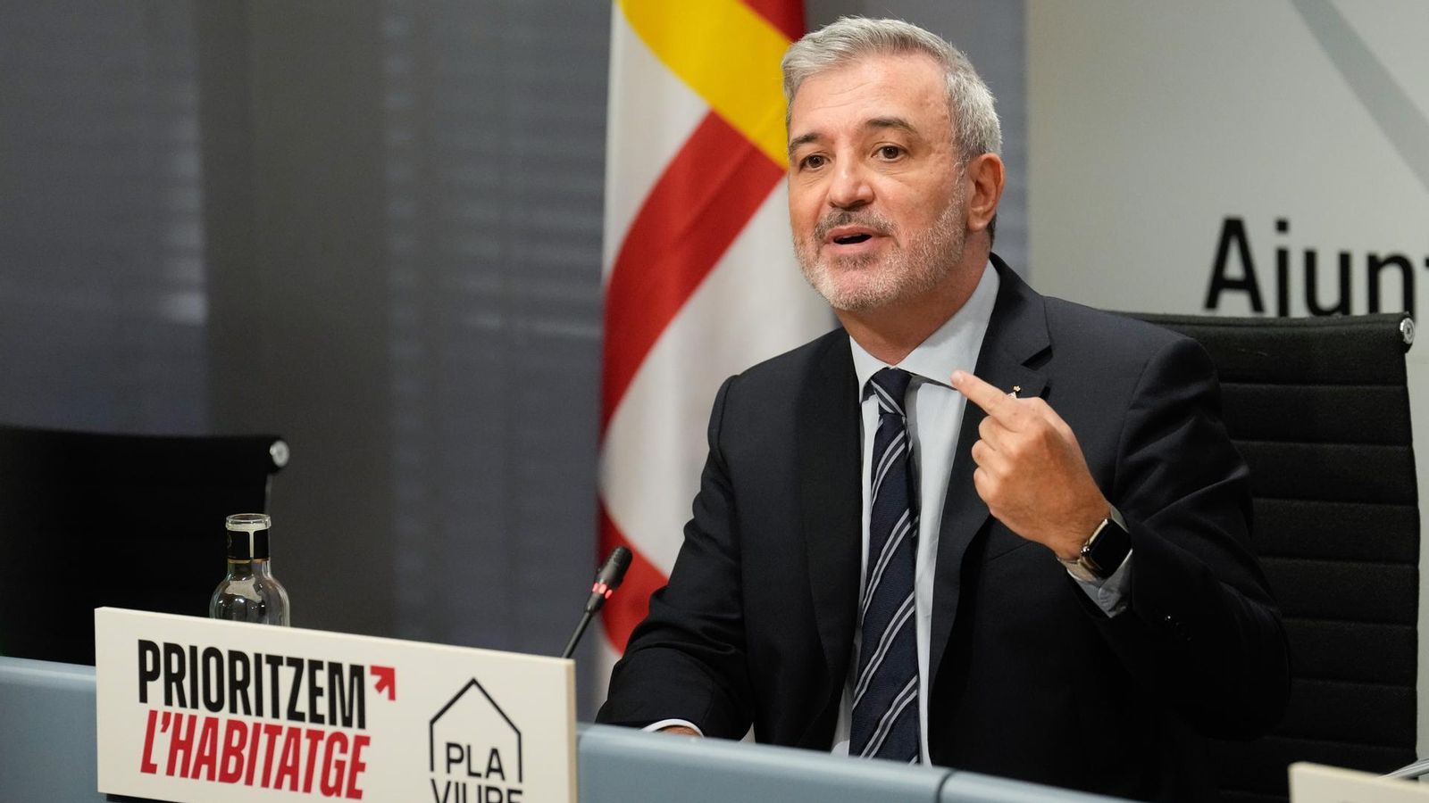 L'alcalde de Barcelona, Jaume Collboni, este divendres en roda de premsa