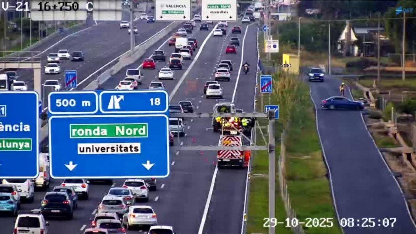 Imatge del sinistre a l'V-21, este dimarts