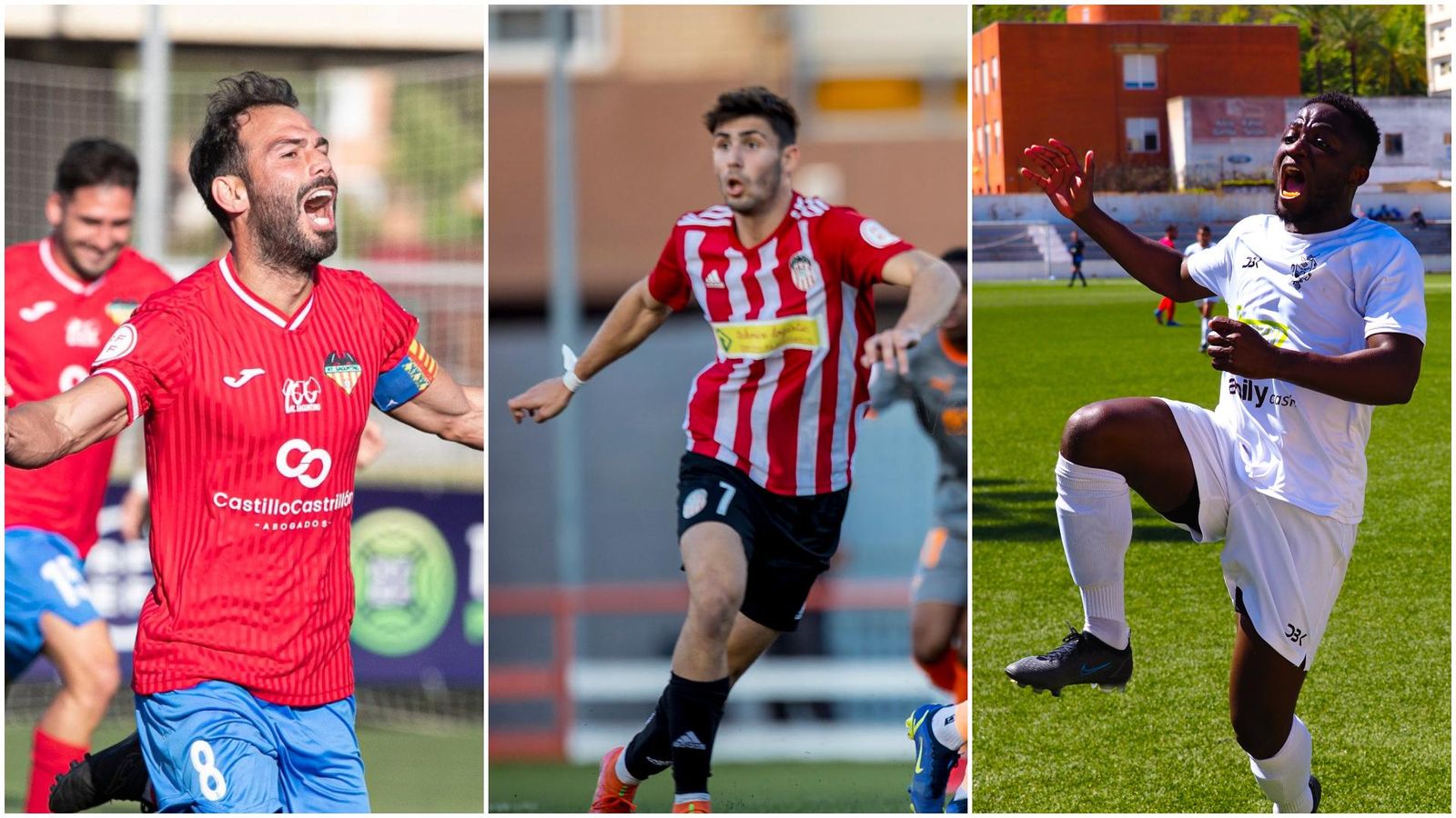 Tres jugadors de l'Atlètic Saguntí, l'Acero i l'Olímpic de Xàtiva