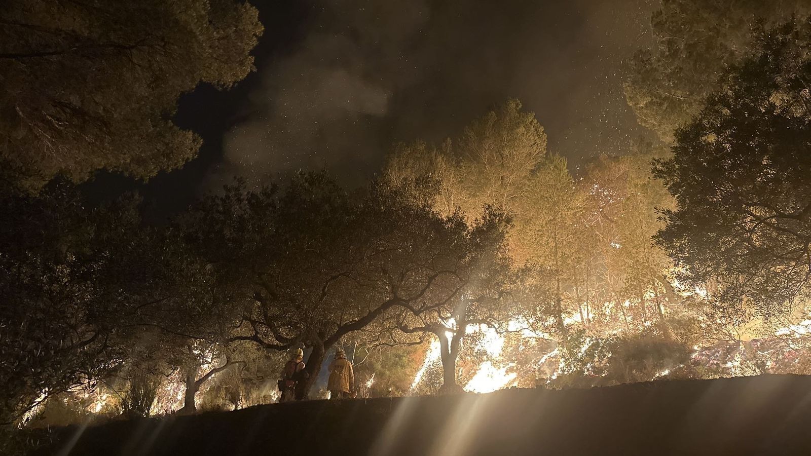 Els bombers treballen en l'extinció del foc a Tarragona esta passada nit
