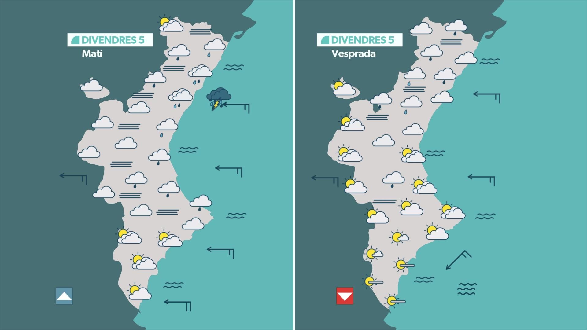 Previsió de l'oratge per a este divendres, 5 de setembre Previsió de l'oratge per a este divendres, 5 de setembre