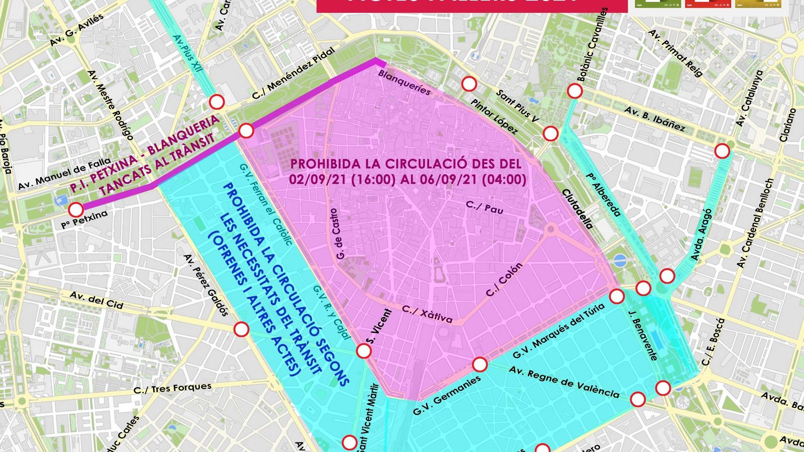 Restriccions al trànsit per actes fallers 2021