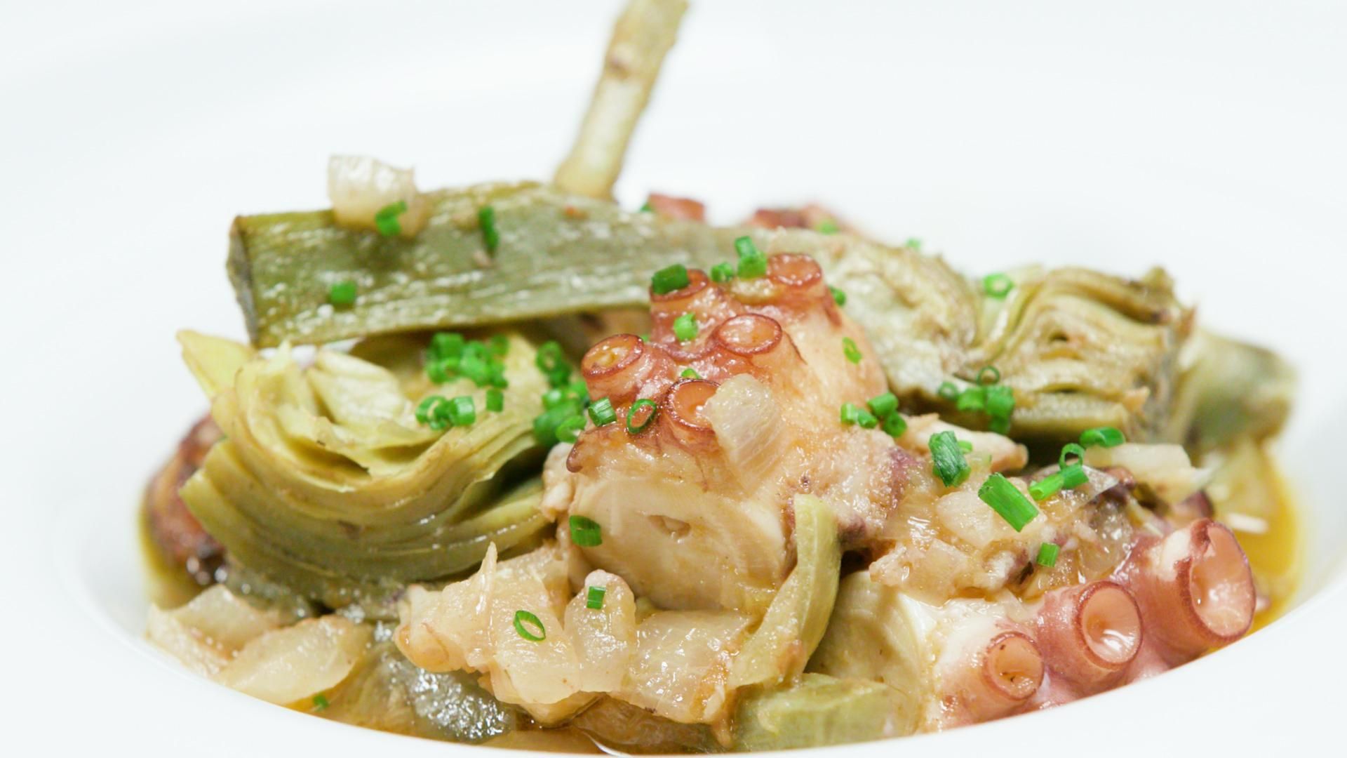 Carxofes amb polp Carxofes amb polp