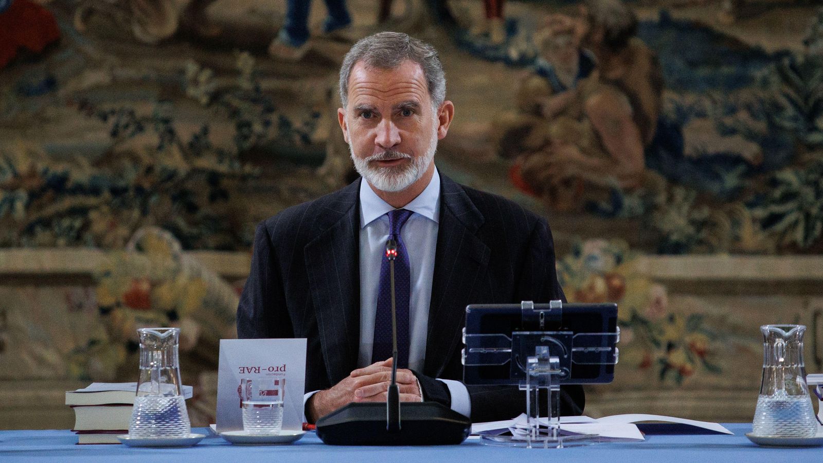 El rei Felip VI durant la reunió del patronat de la Fundació Pro Real Acadèmia Espanyola